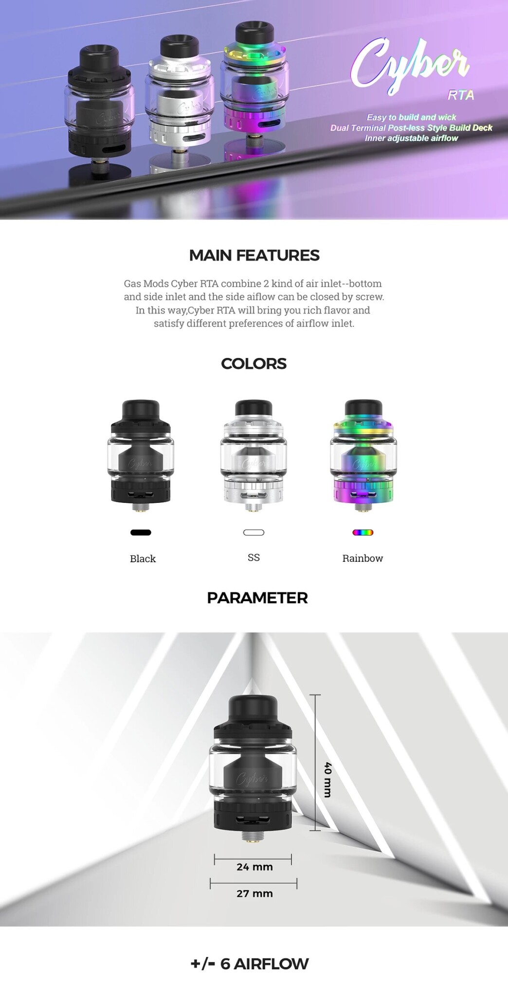 Cyber RTA 24mm Gas Mods Cyber RTA 24mm Gas Mods