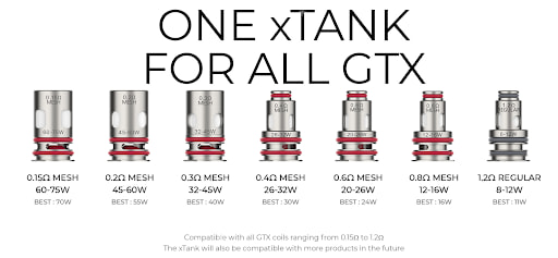 gen pt60 2500 Depósito xTank compatible con todas las resistencias GTX