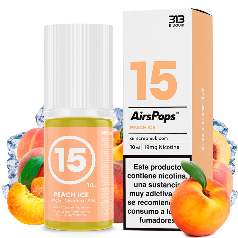 sales de vapeo. 313 Nic Salts by Airscream - No.15 Peach Ice - 10ml - vapori