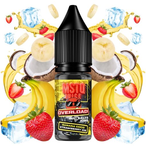 MSTQ Juice Overload Nic Salts - Banana Coco Strawberry Ice 10ml