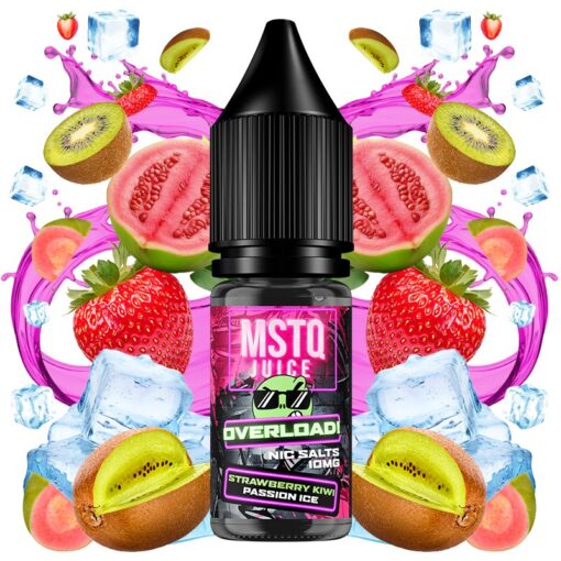 MSTQ Juice Overload Nic Salts - Strawberry Kiwi Passion Ice 10ml