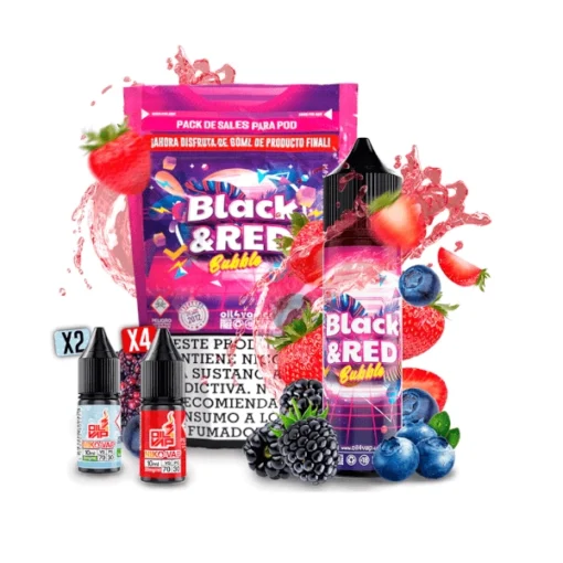 Black and Red Bubblegum 60ml - Oil4vap Salts Pack